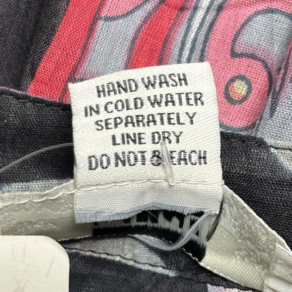 Zury Calypso Printed Boho Dress Cotton Black Pink Tie Front Tiered One Size - Picture 7 of 8